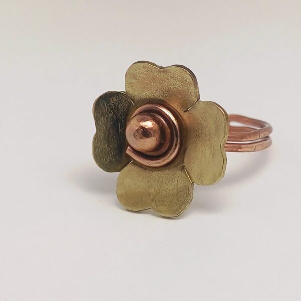 "Floral Glow Copper-Brass Ring"