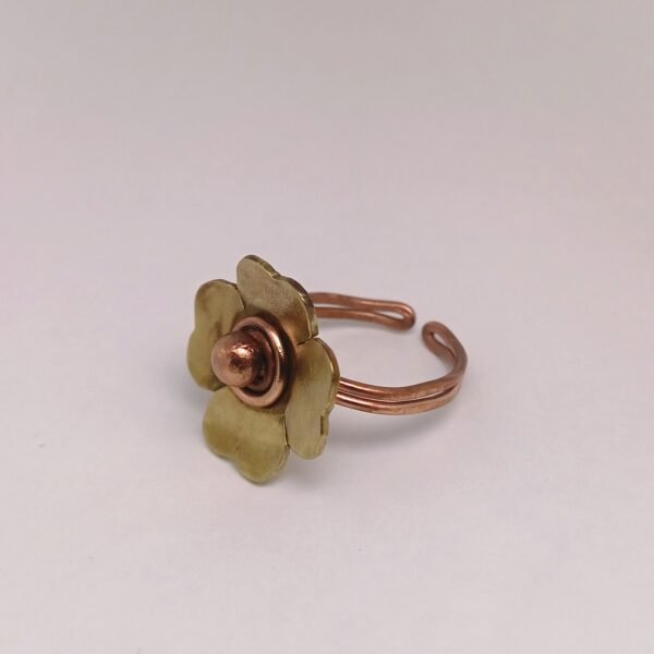 "Floral Glow Copper-Brass Ring" - Image 4