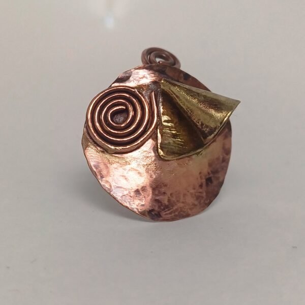 "Swirling Leaf Copper-Brass Ring" - Image 5