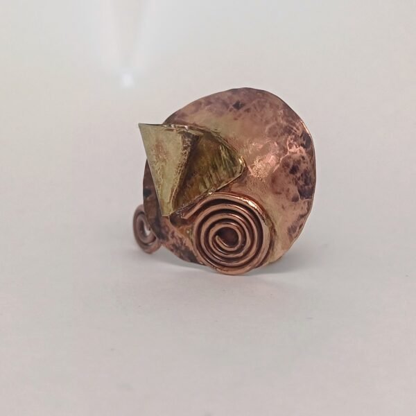 "Swirling Leaf Copper-Brass Ring" - Image 2