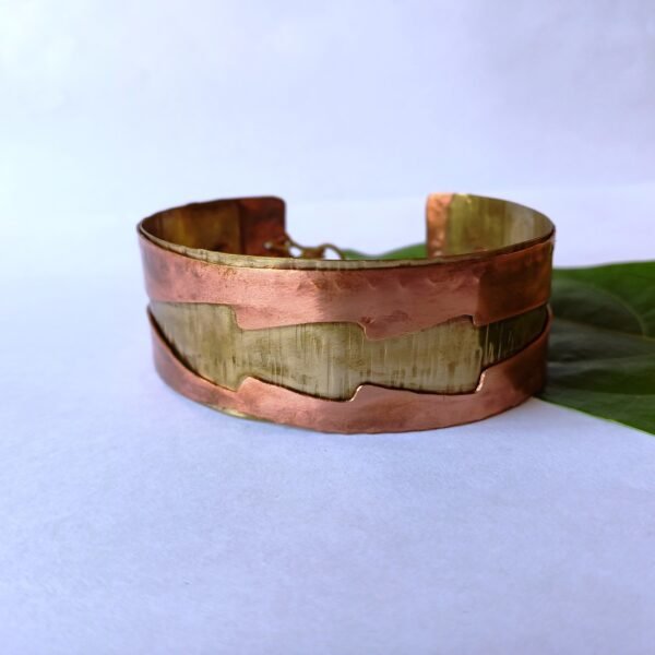 "Layered Elegance Copper-Brass Cuff" - Image 6