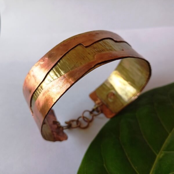 "Layered Elegance Copper-Brass Cuff"
