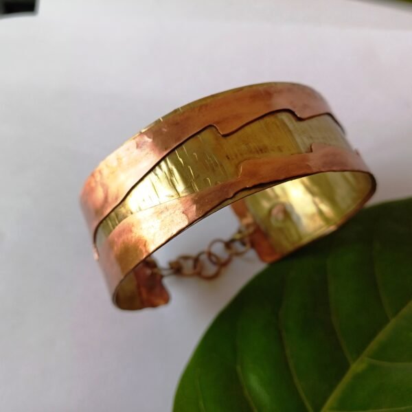 "Layered Elegance Copper-Brass Cuff" - Image 3